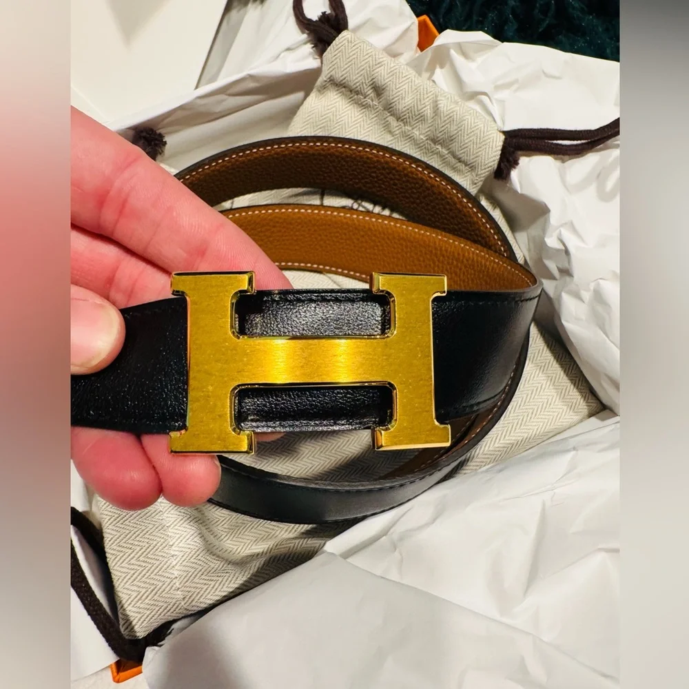 NWT - HERMES - H belt buckle & Reversible leather strap 32 mm - Picture 6 of 9